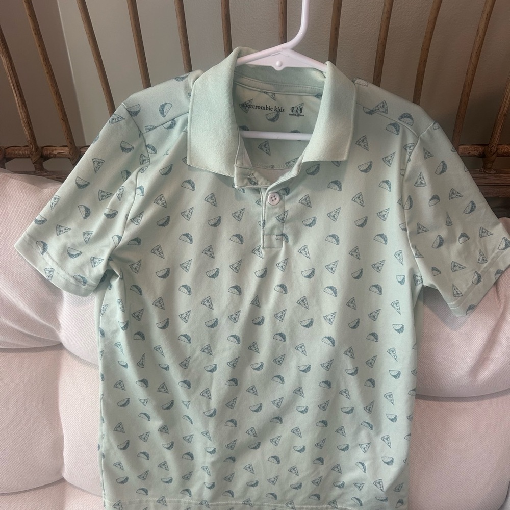 Abercrombie kids taco and pizza collared shirt